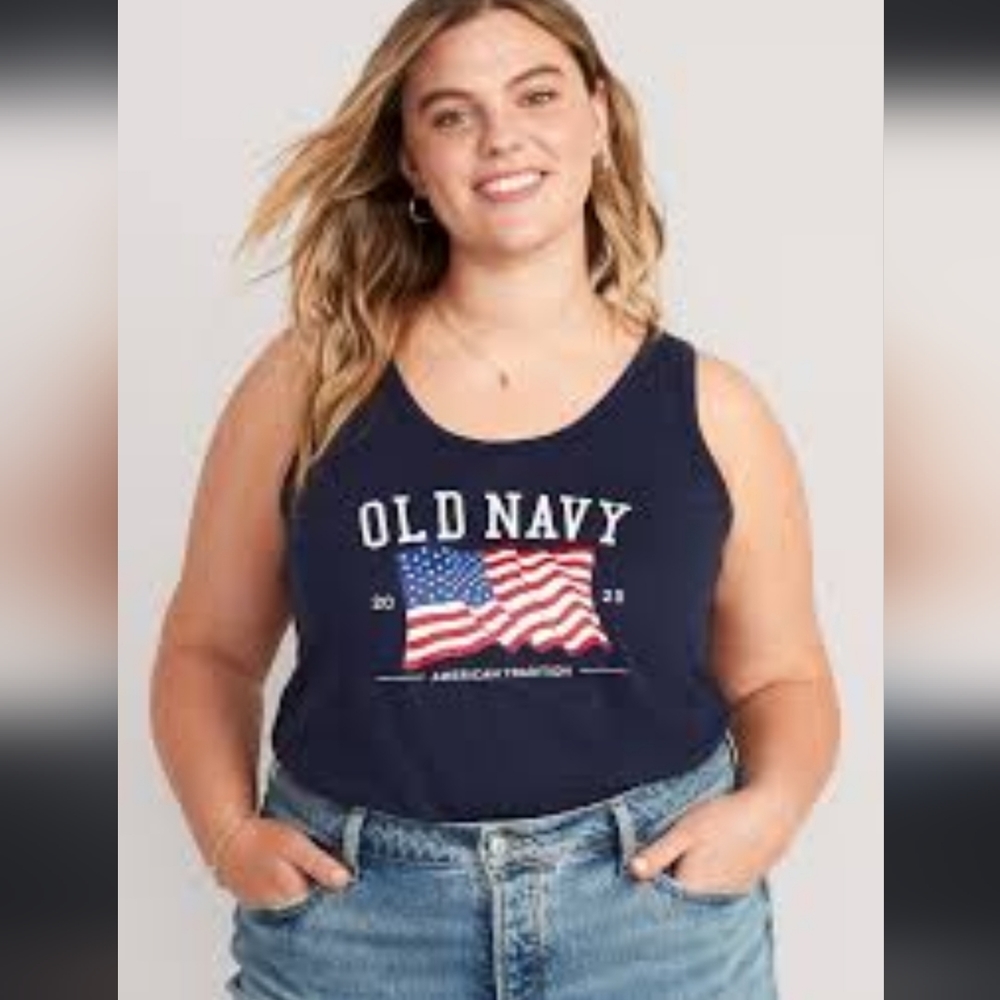 8. Navy blue American flag tank NWT